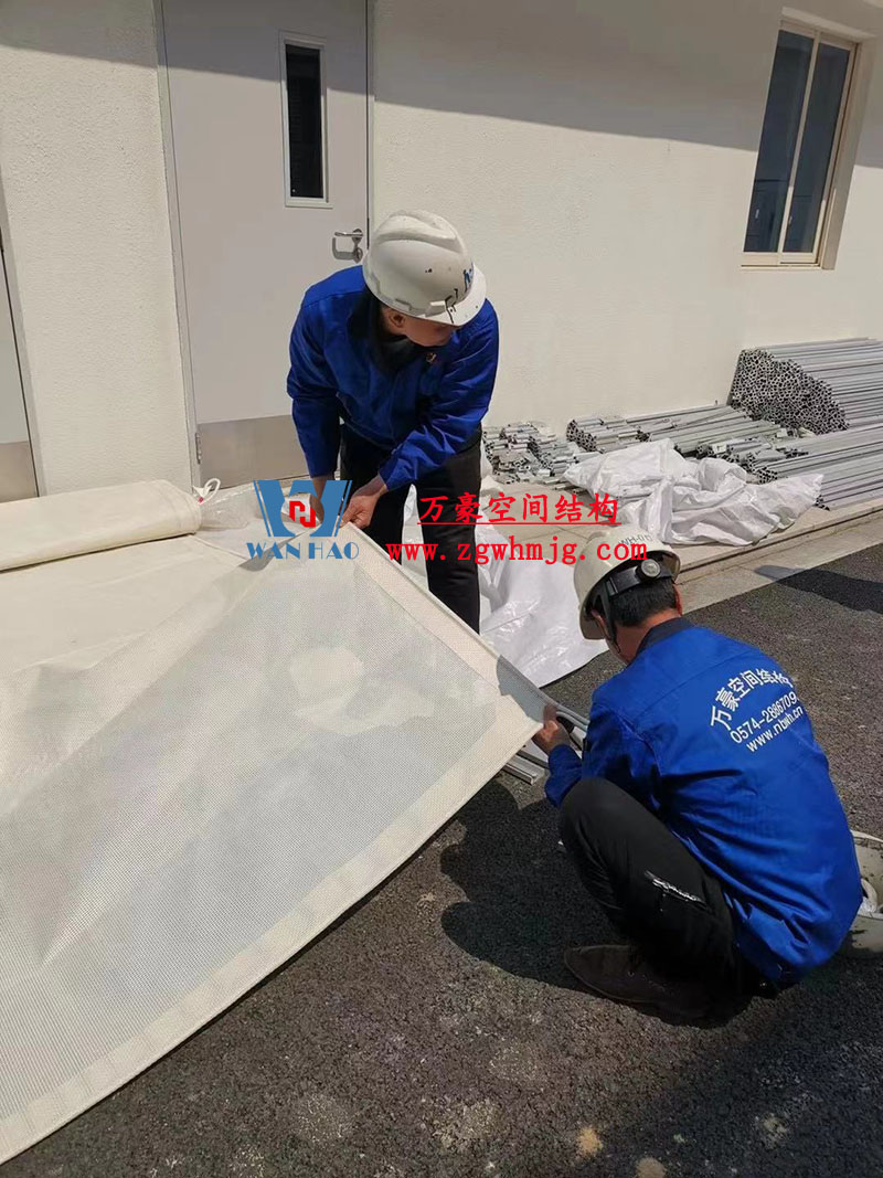 寧波益富樂公司新廠房外立面PTFE網(wǎng)格膜結構工程